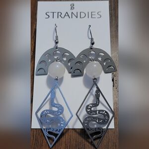 Moonstone snake earrings